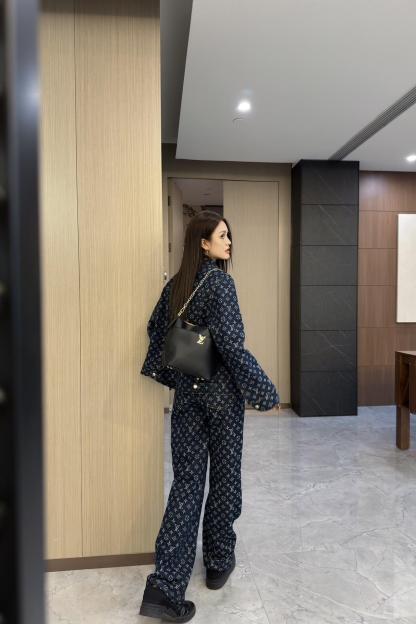 LOUIS VUITTON 老花香腸滿印提花牛仔長褲