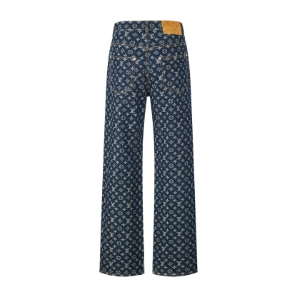 LOUIS VUITTON 老花香腸滿印提花牛仔長褲