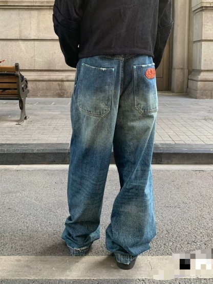 LOUIS VUITTON 老花香腸滿印提花牛仔長褲