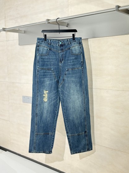 LOUIS VUITTON 老花香腸滿印提花牛仔長褲