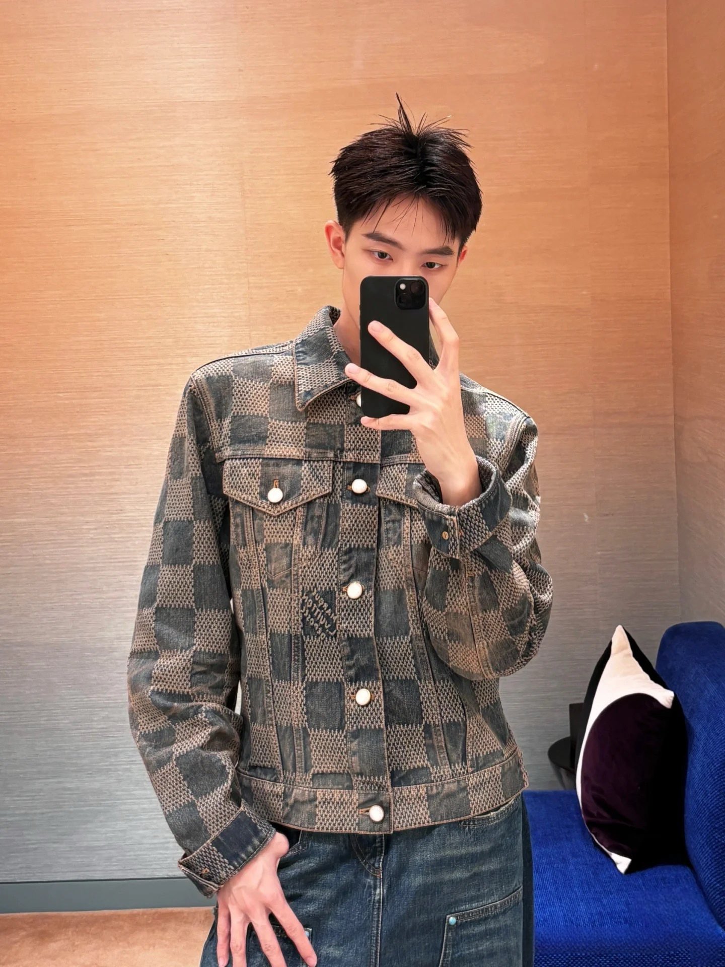 LV 24FW 棋盤格懷舊牛仔外套