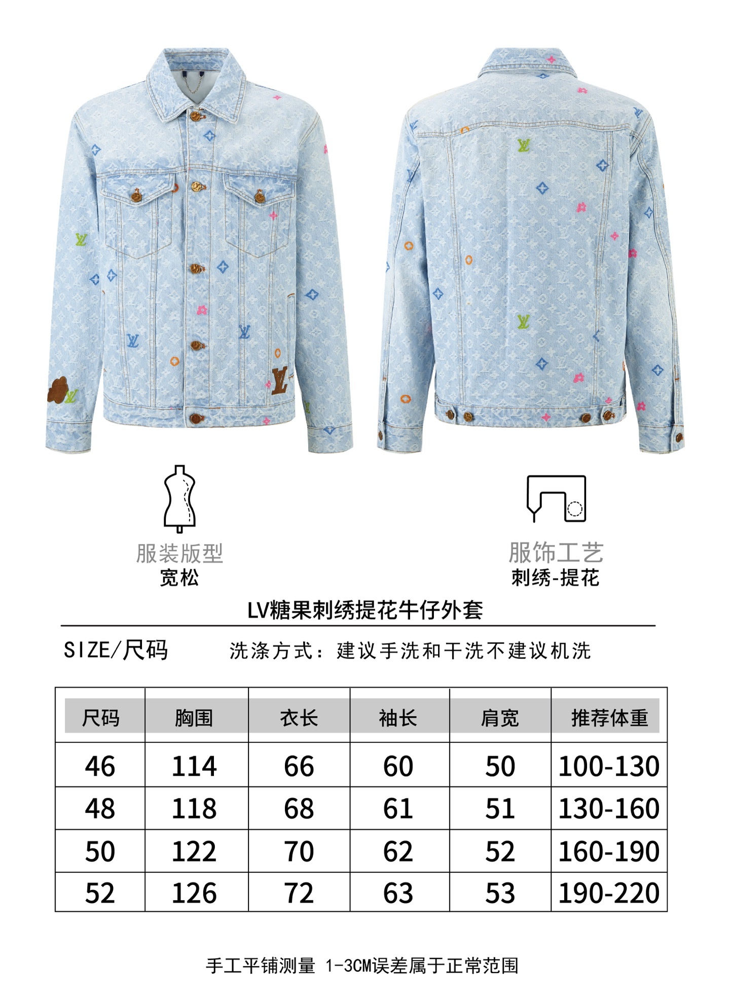 LOUIS VUITTON 糖果刺繡提花牛仔外套