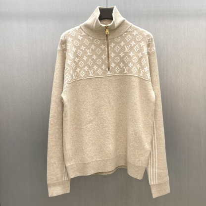 LV罗纹绵羊毛半拉链套头衫