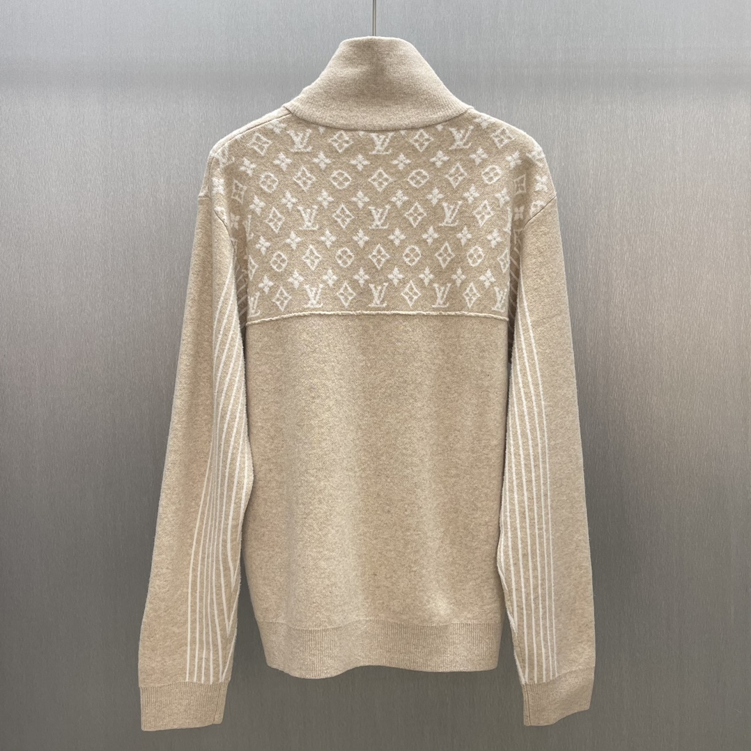 LV罗纹绵羊毛半拉链套头衫