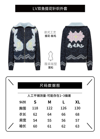 路易威登（LOUIS VUITTON）双鱼提花针织拉链外套