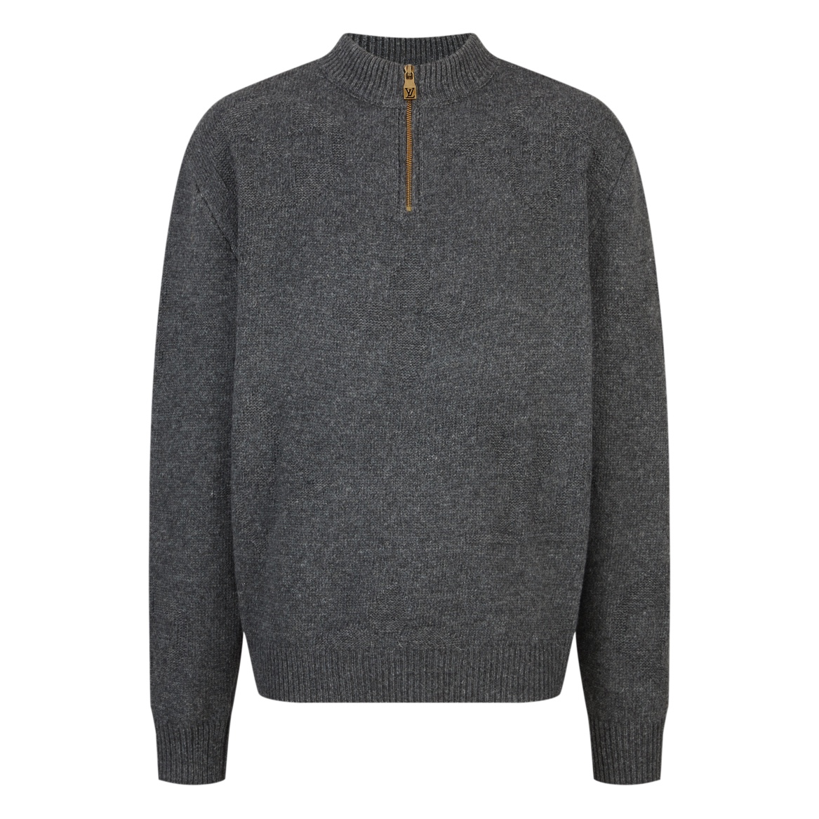 LOUIS VUITTON 嵌花暗紋拉鍊 POLO 衛羊毛衫