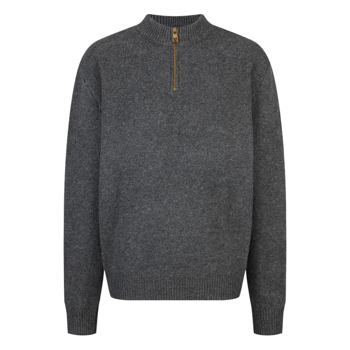 LOUIS VUITTON 嵌花暗紋拉鍊 POLO 衛羊毛衫