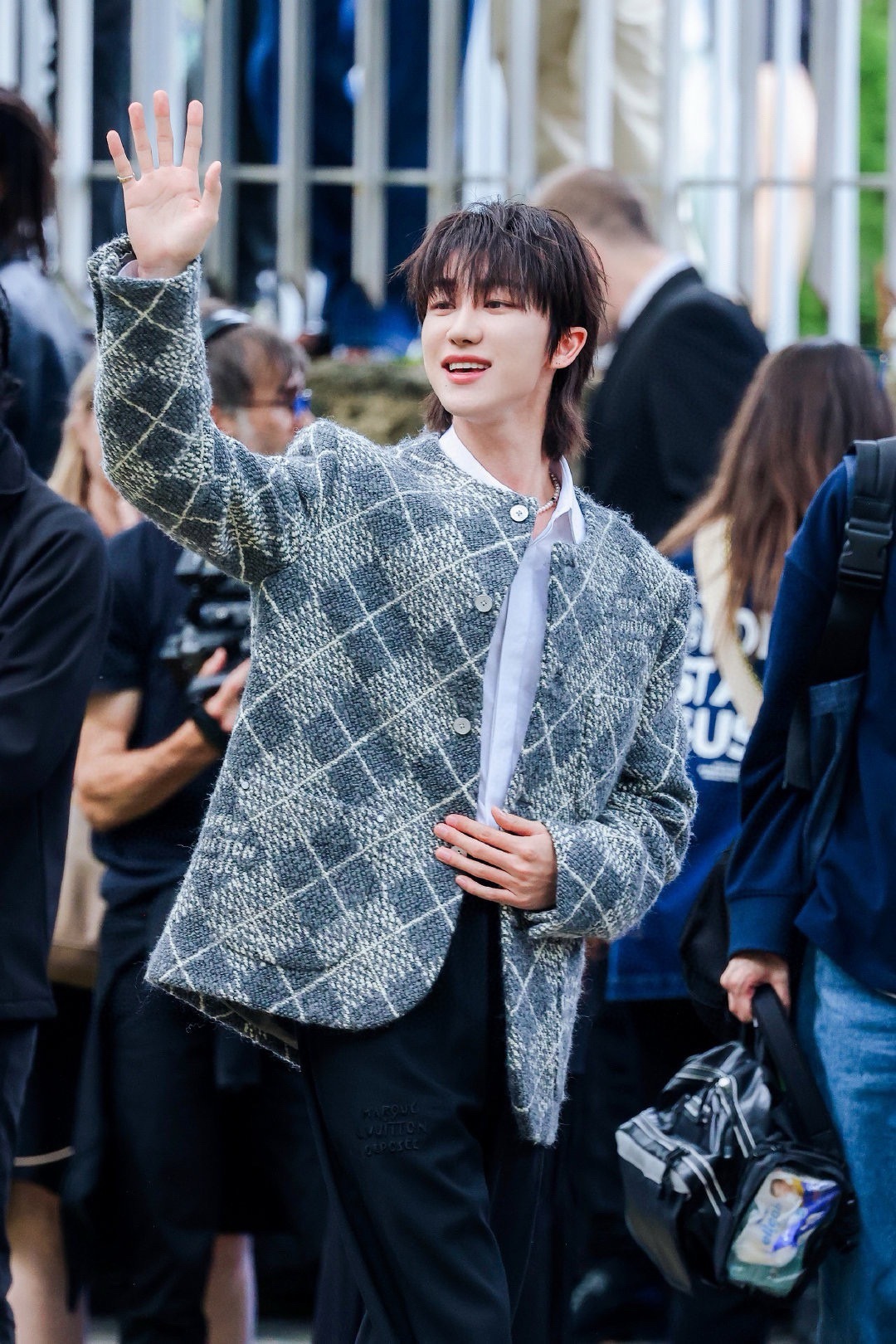 LV 純色字母刺繡羊毛長褲