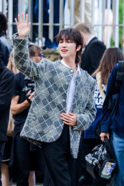 LV 純色字母刺繡羊毛長褲