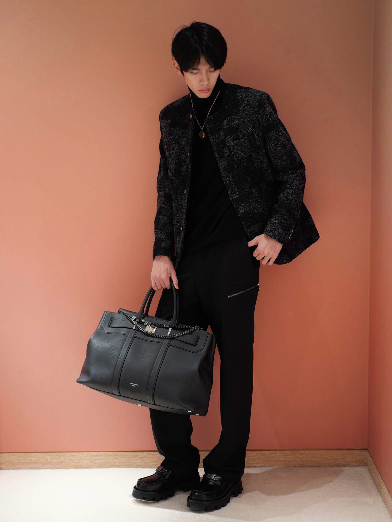 LV / 路易 刺繡多拉鍊口袋工裝直筒褲