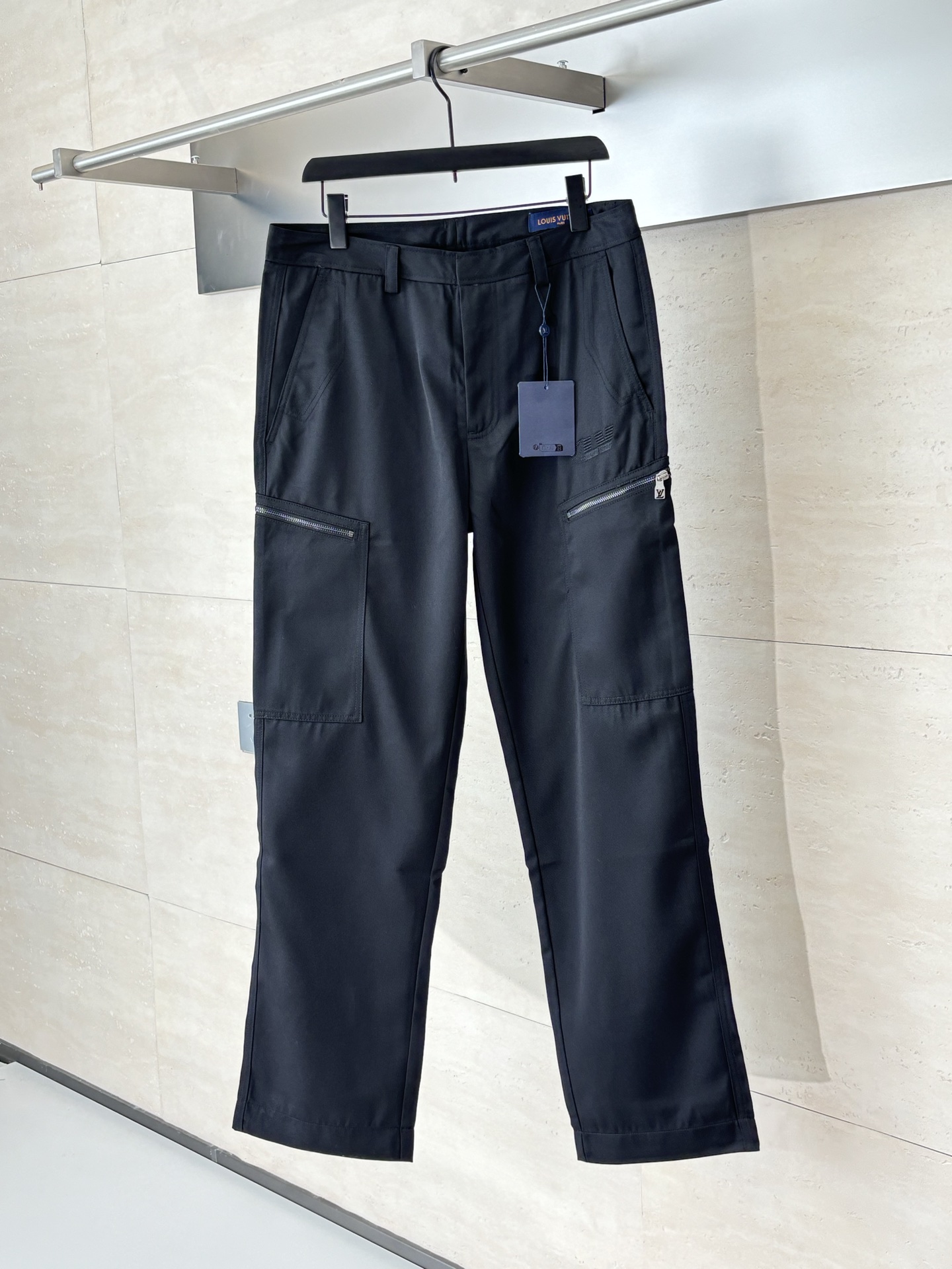 LV / 路易 刺繡多拉鍊口袋工裝直筒褲