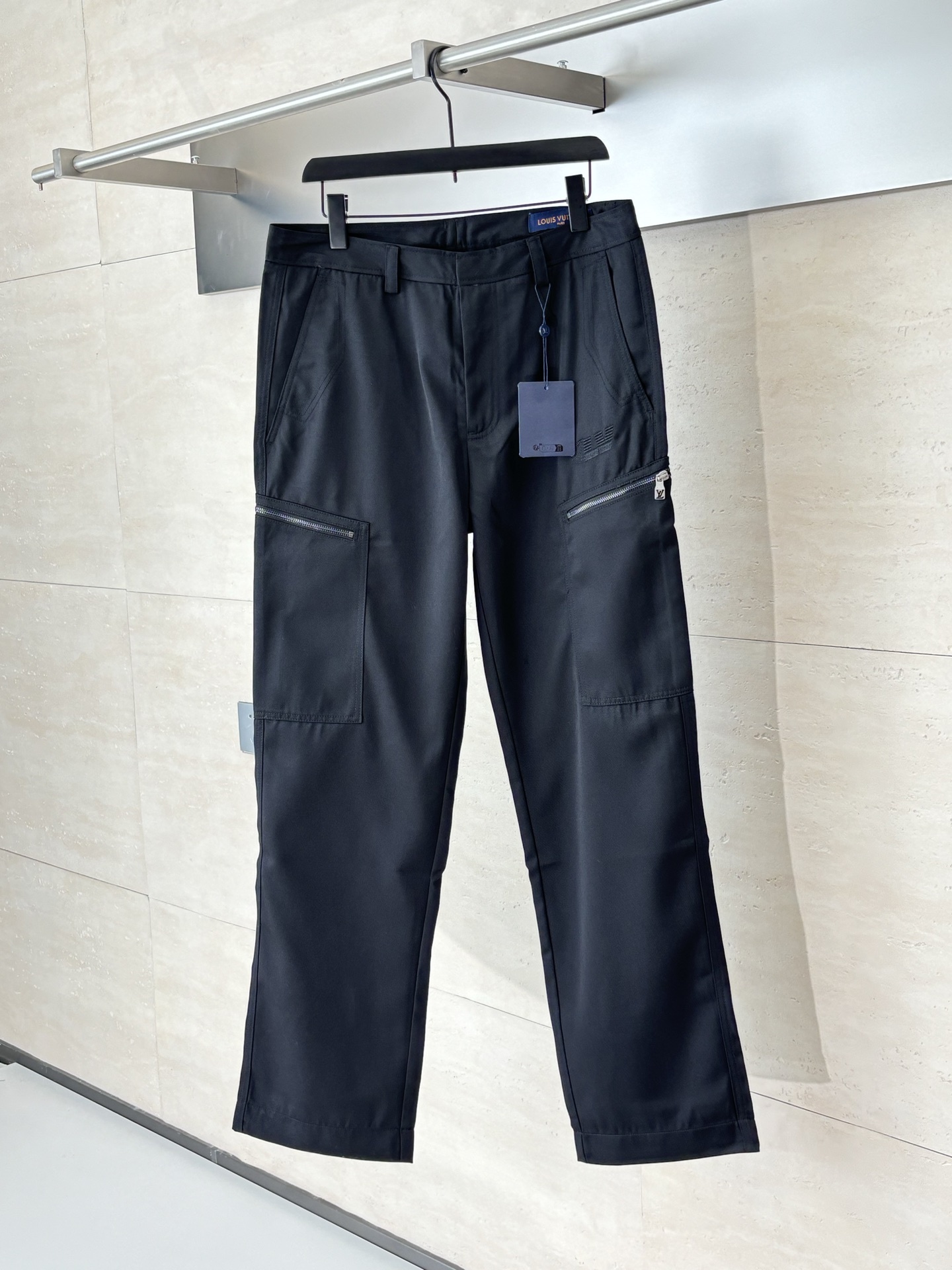 LV / 路易 刺繡多拉鍊口袋工裝直筒褲