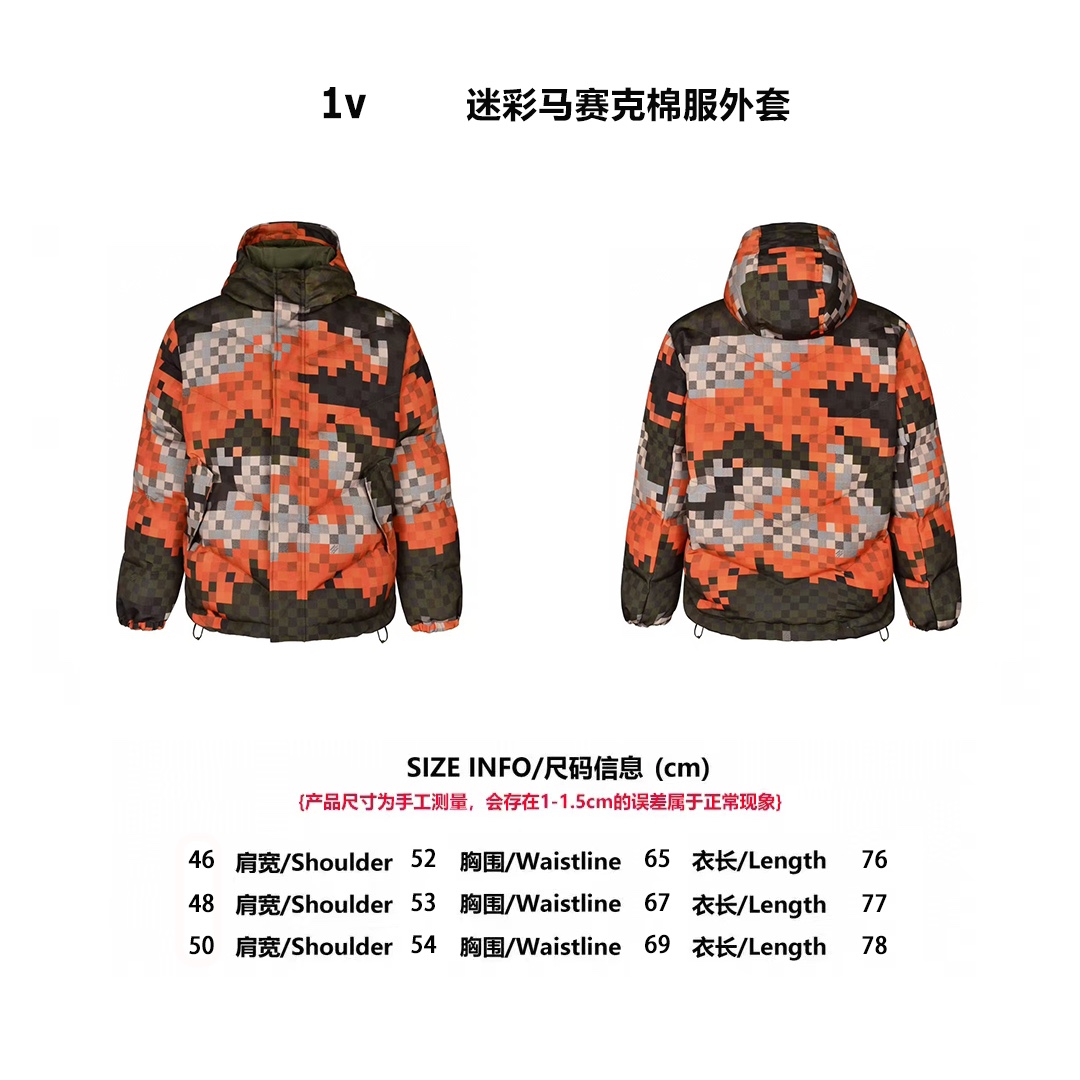 LV 24FW 迷彩馬賽克棉服外套