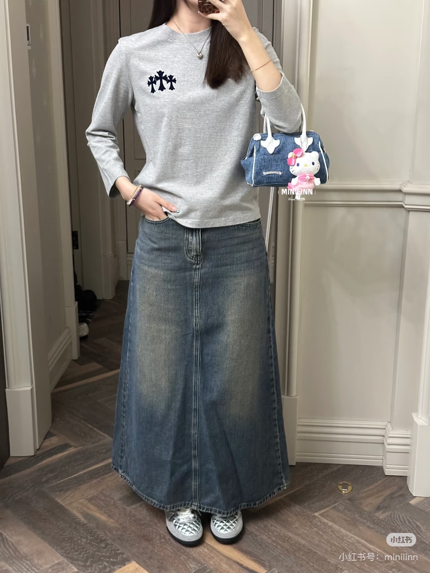 克羅心 25Fw 植絨十字架長袖 T 恤