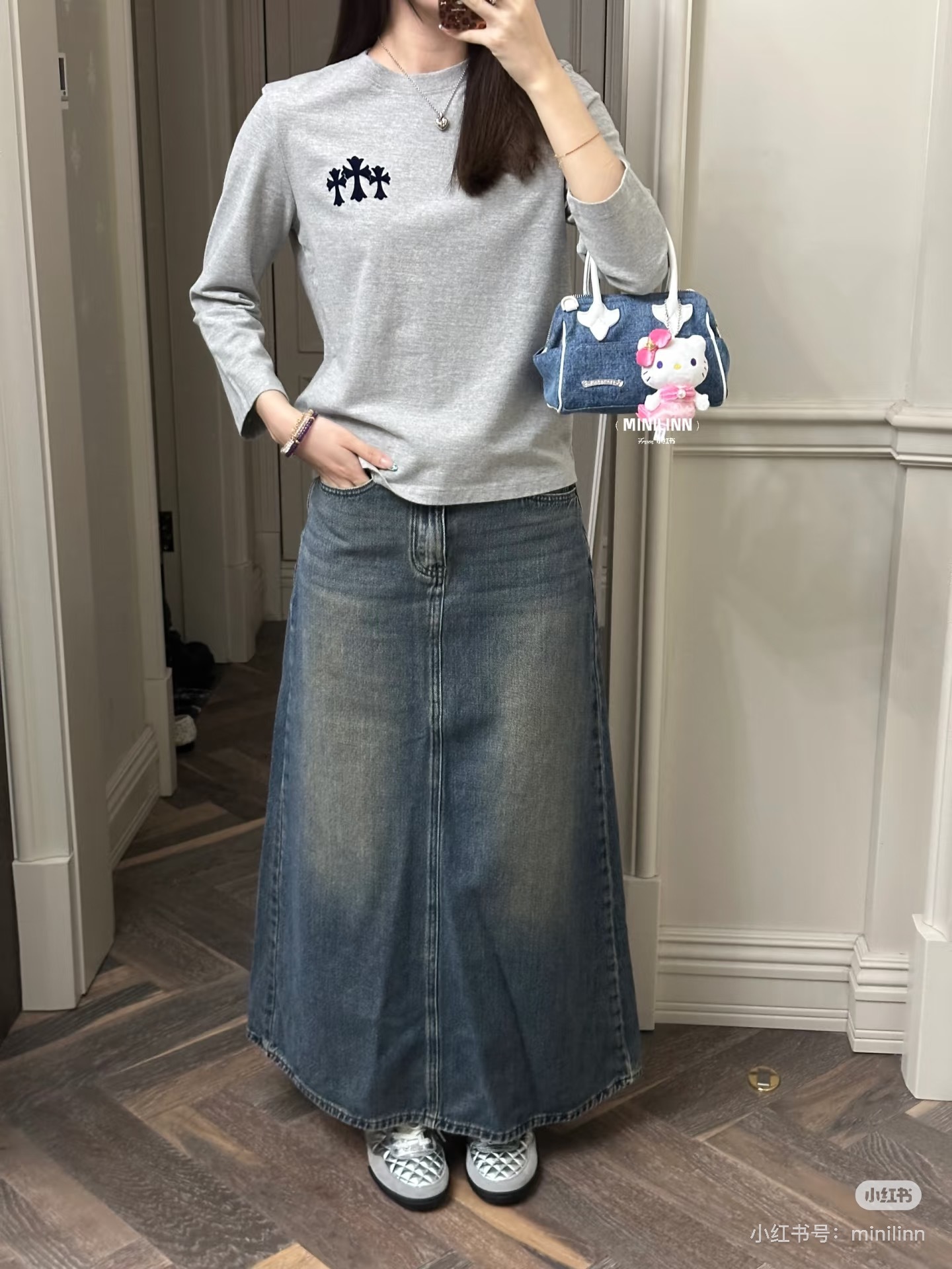 克羅心 25Fw 植絨十字架長袖 T 恤