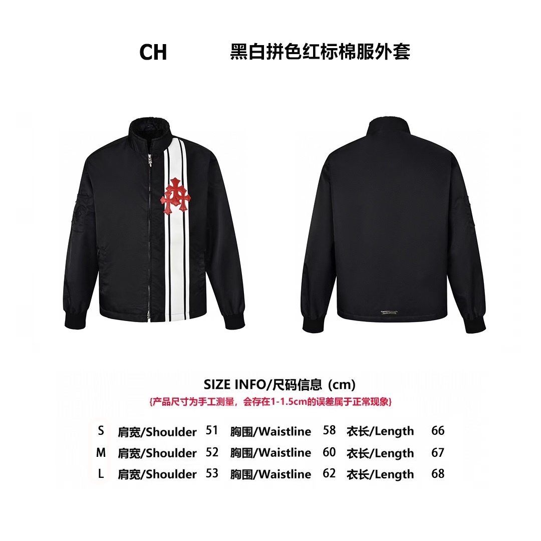 CH 24FW 黑白拼色紅標棉服外套