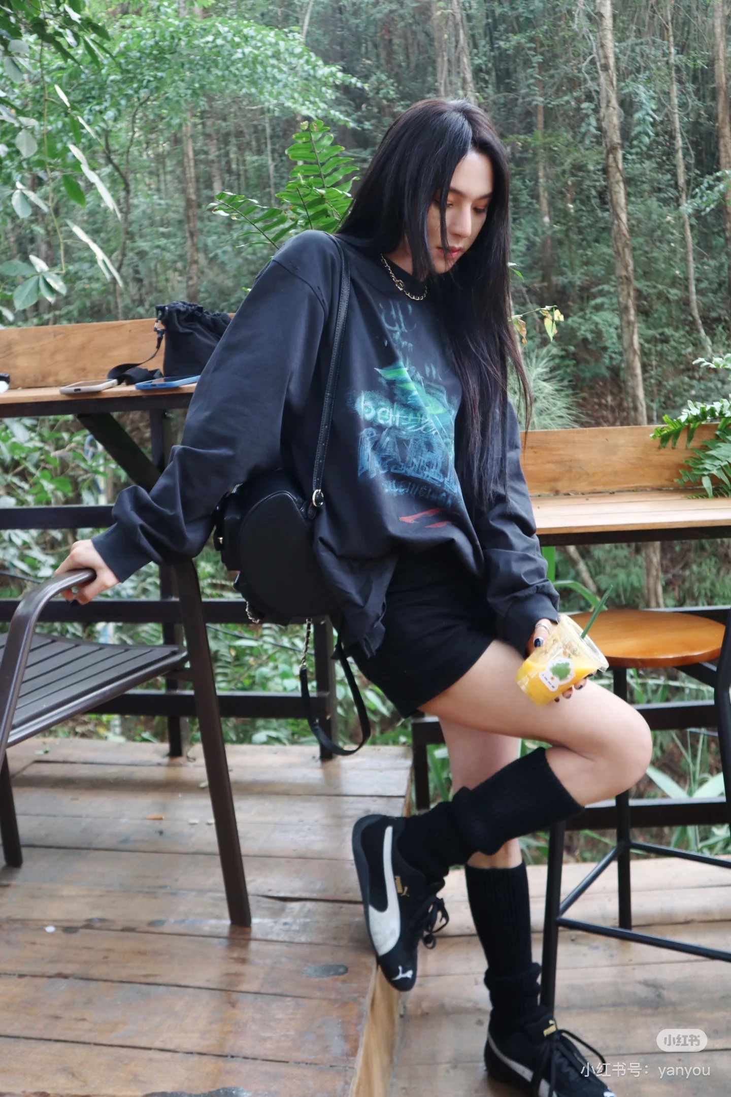 BLCG 巴黎世家綠色塗鴉 3M 做舊長袖