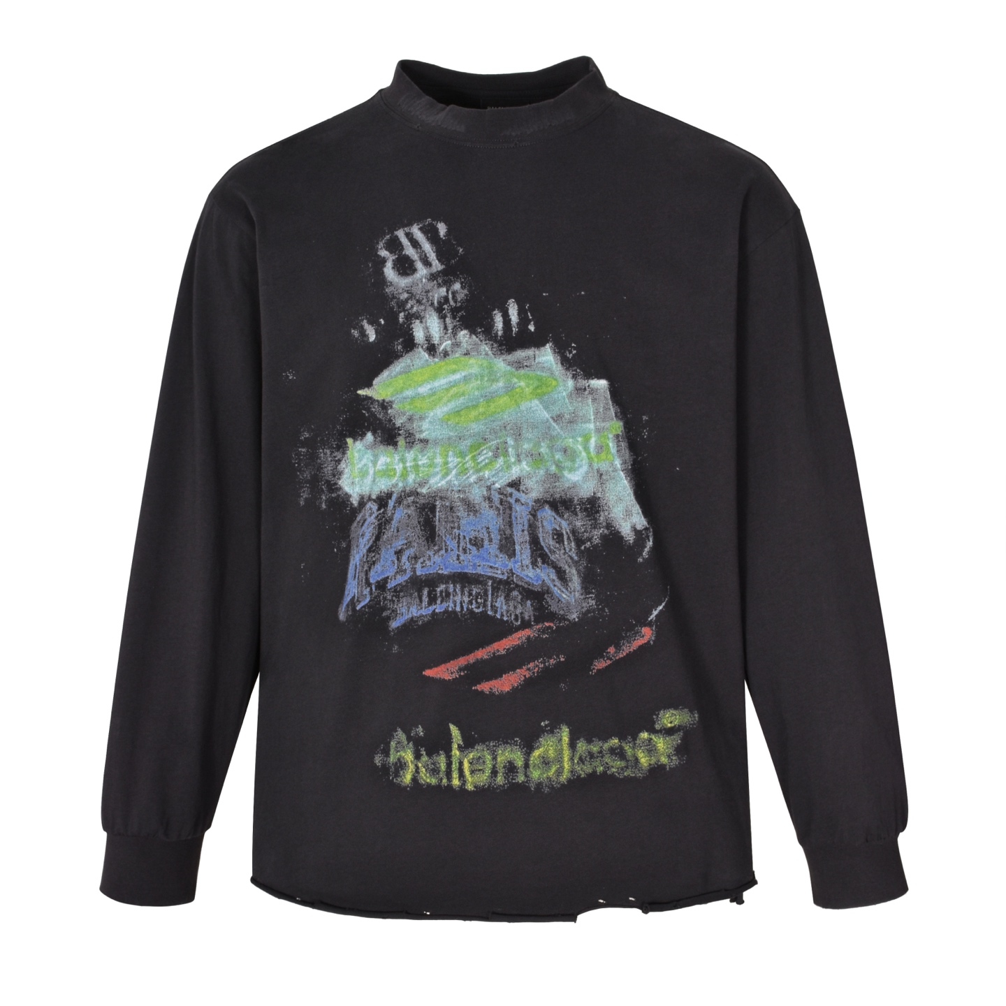 BLCG 巴黎世家綠色塗鴉 3M 做舊長袖