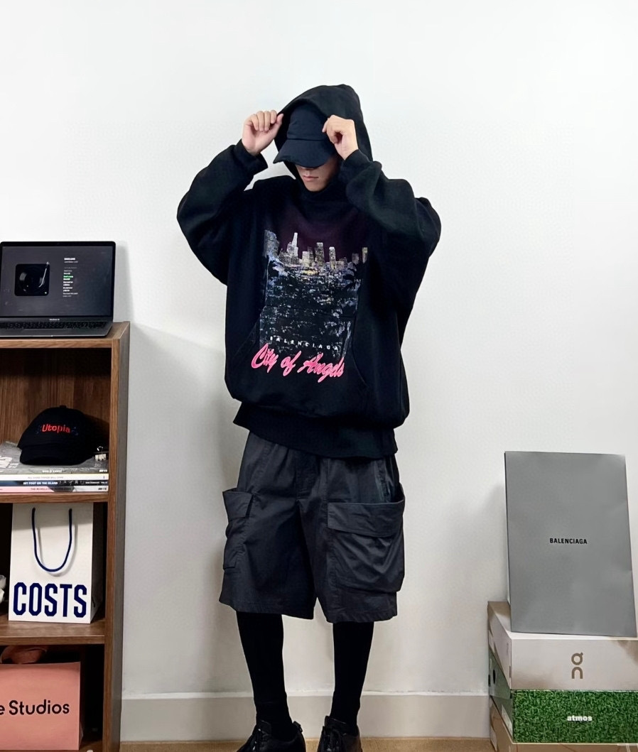 BLCG 巴黎世家 洛杉磯夜景帽衫