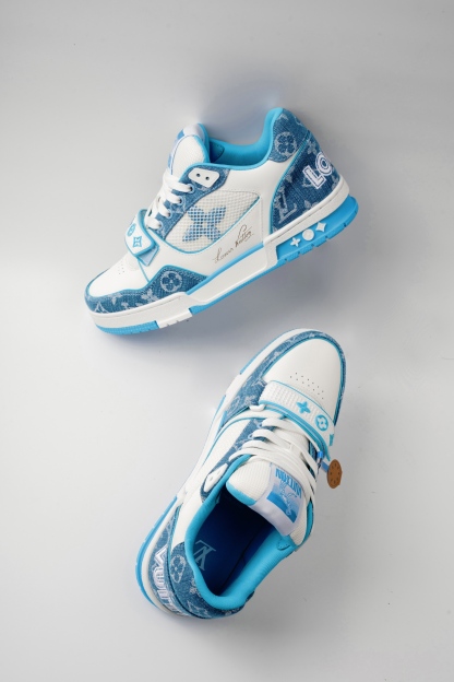 LOUIS VUITTON TRANER 魔術貼運動鞋字母簽名 低幫 板鞋 鴛鴦 男女同款