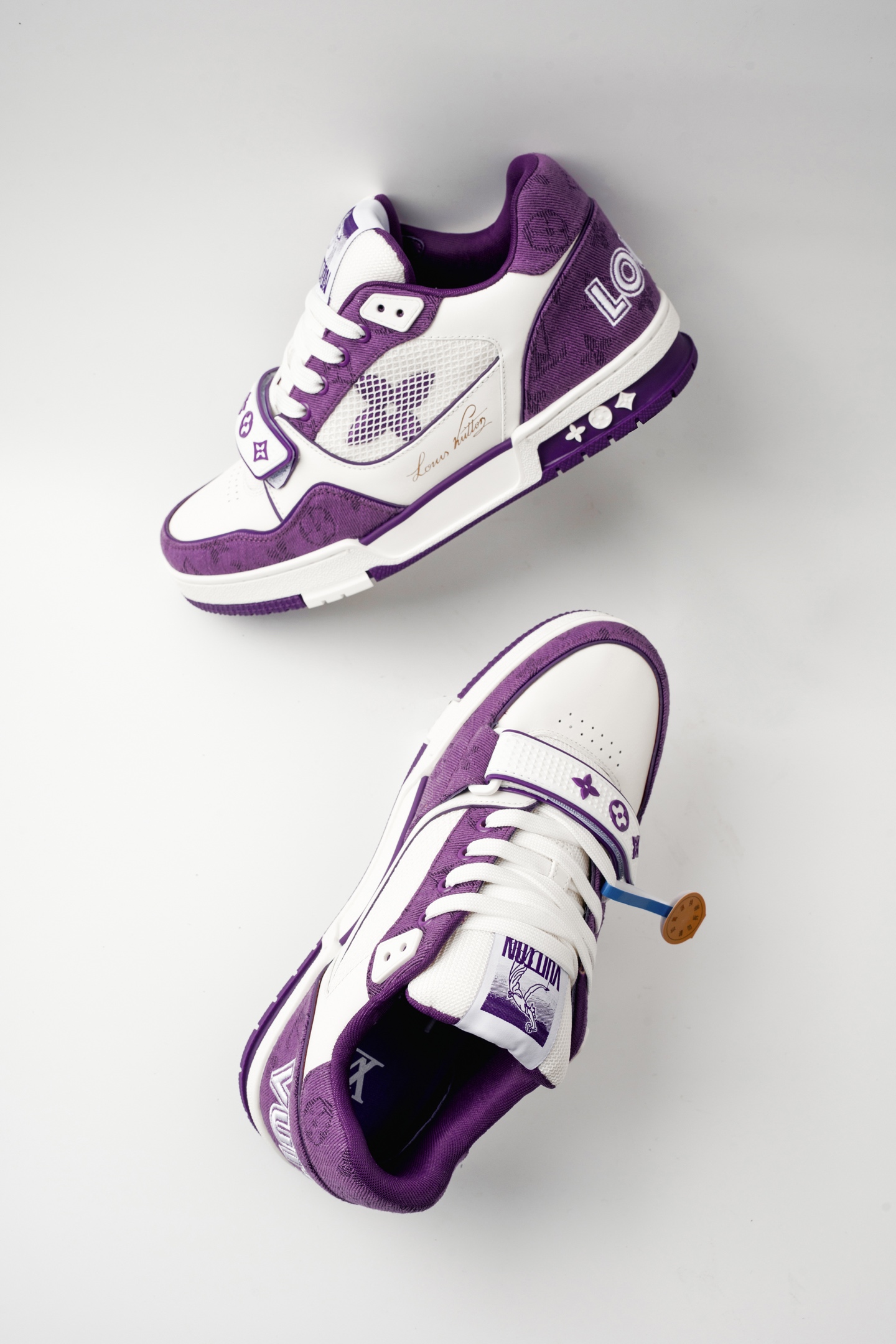 LOUIS VUITTON TRANER 魔術貼運動鞋字母簽名 低幫 板鞋 鴛鴦 男女同款