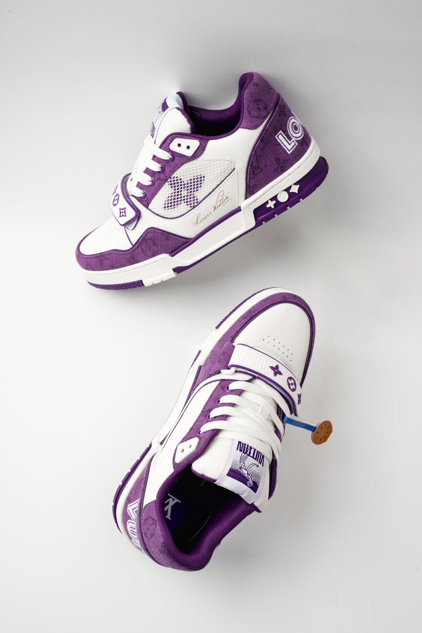 LOUIS VUITTON TRANER 魔術貼運動鞋字母簽名 低幫 板鞋 鴛鴦 男女同款