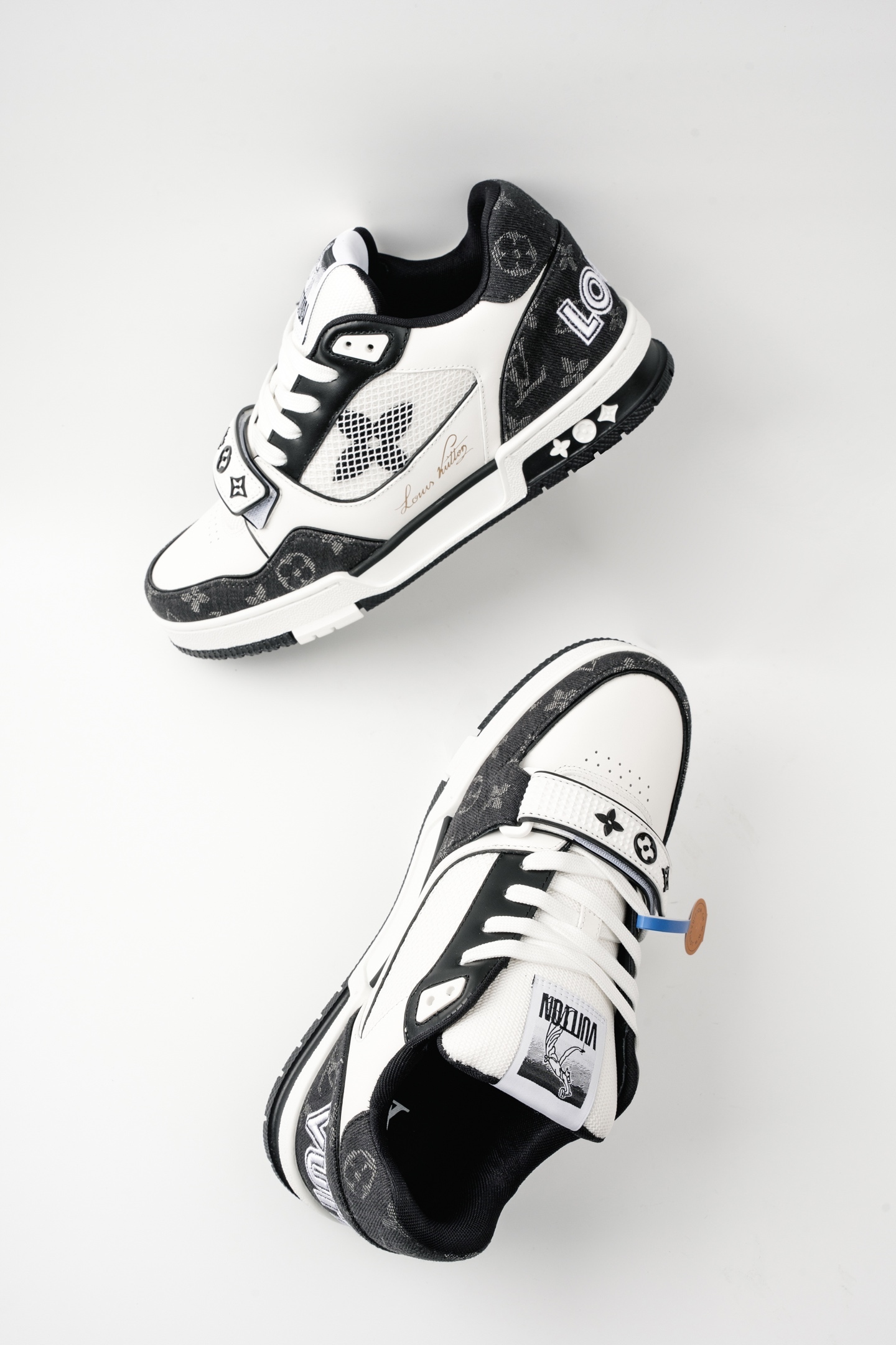 LOUIS VUITTON TRANER 魔術貼運動鞋字母簽名 低幫 板鞋 鴛鴦 男女同款