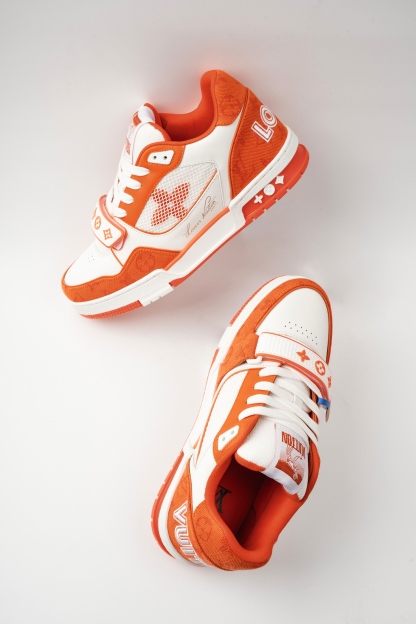 LOUIS VUITTON TRANER 魔術貼運動鞋字母簽名 低幫 板鞋 鴛鴦 男女同款