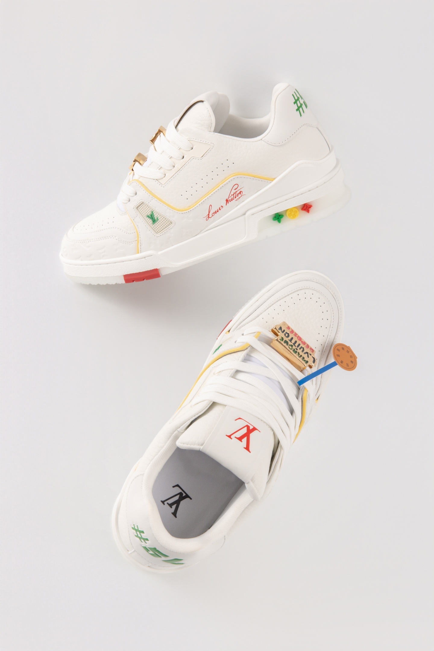 LOUIS VUITTON Trainer DIY 郵輪款 皮革 圓頭繫帶 字母簽名 低幫 板鞋 鴛鴦 男女同款