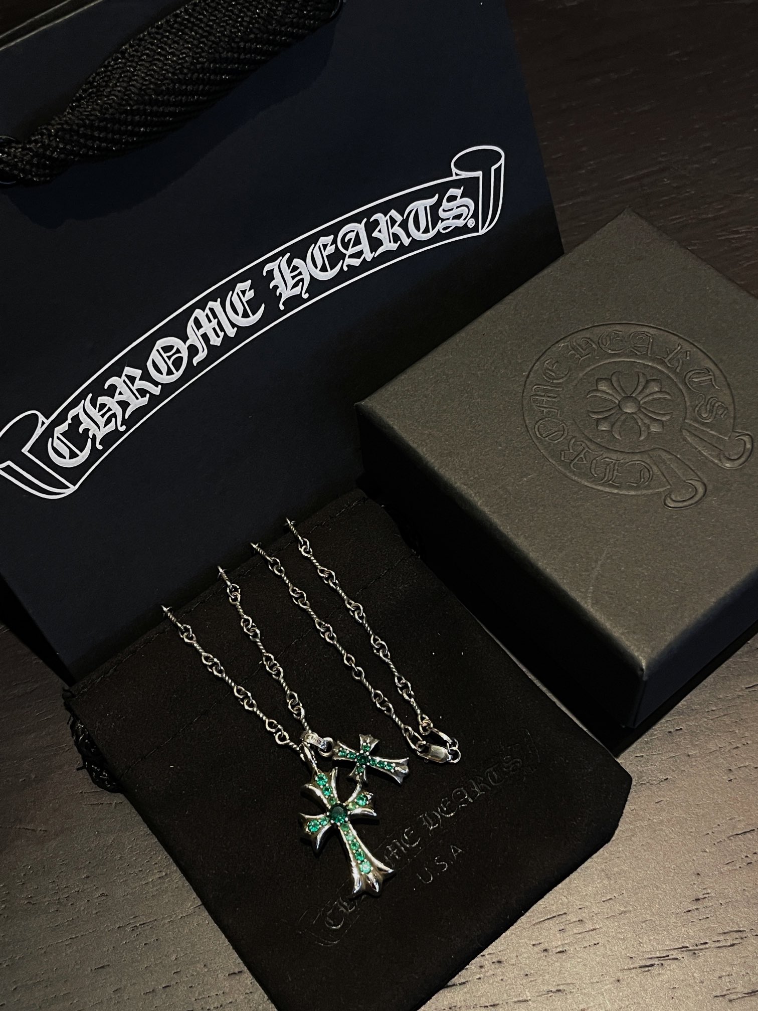 Chrome Hearts（CH / 克罗心）绿钻十字架项链