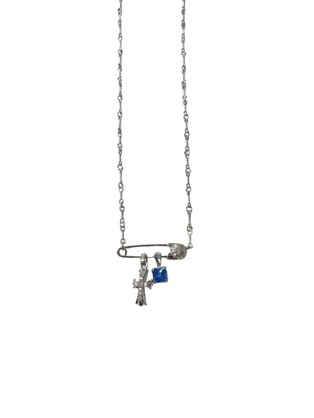 Chrome Hearts（CH / 克罗心）别针十字架镀金方糖项链（藍）