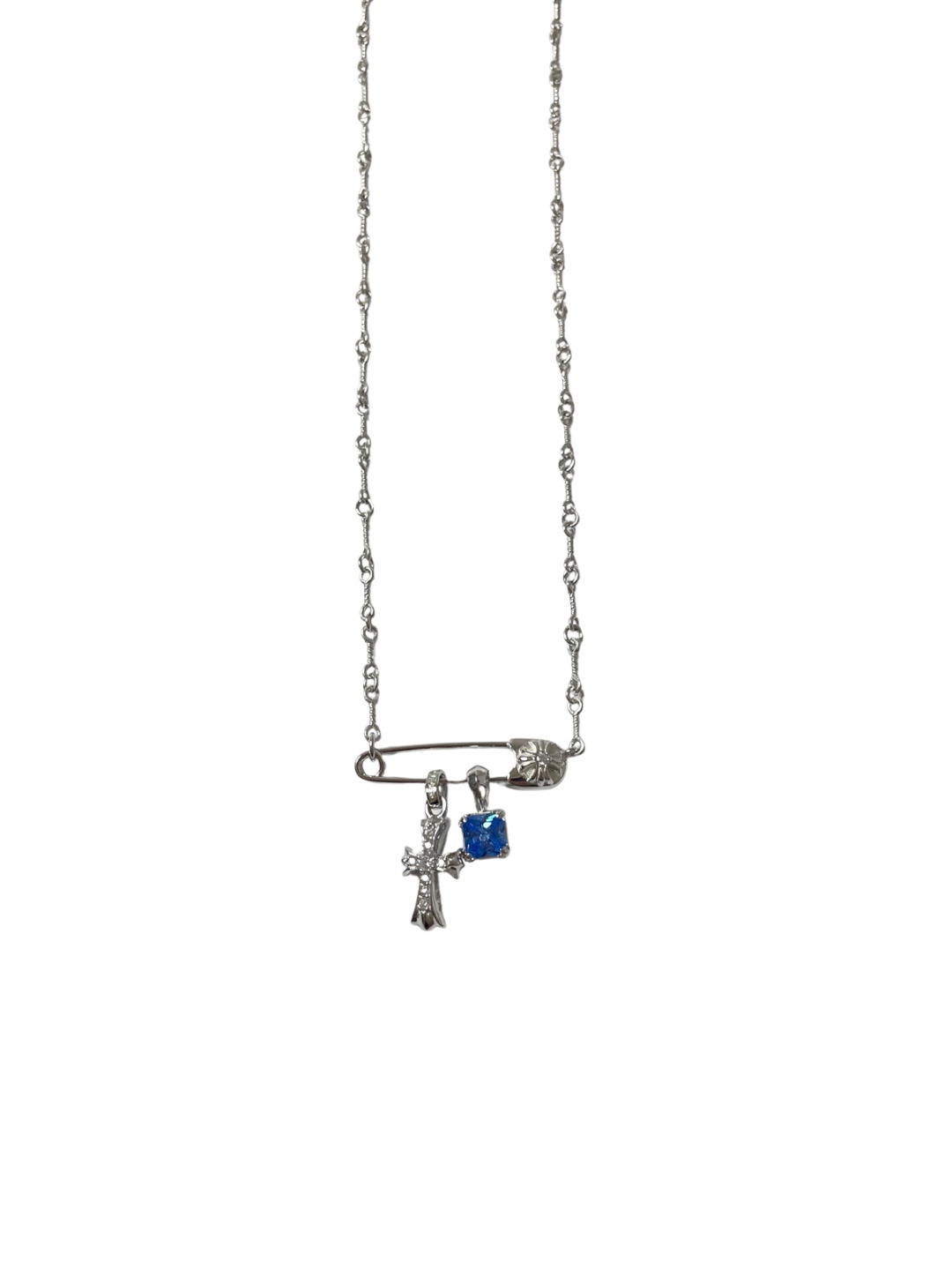 Chrome Hearts（CH / 克罗心）别针十字架镀金方糖项链（藍）