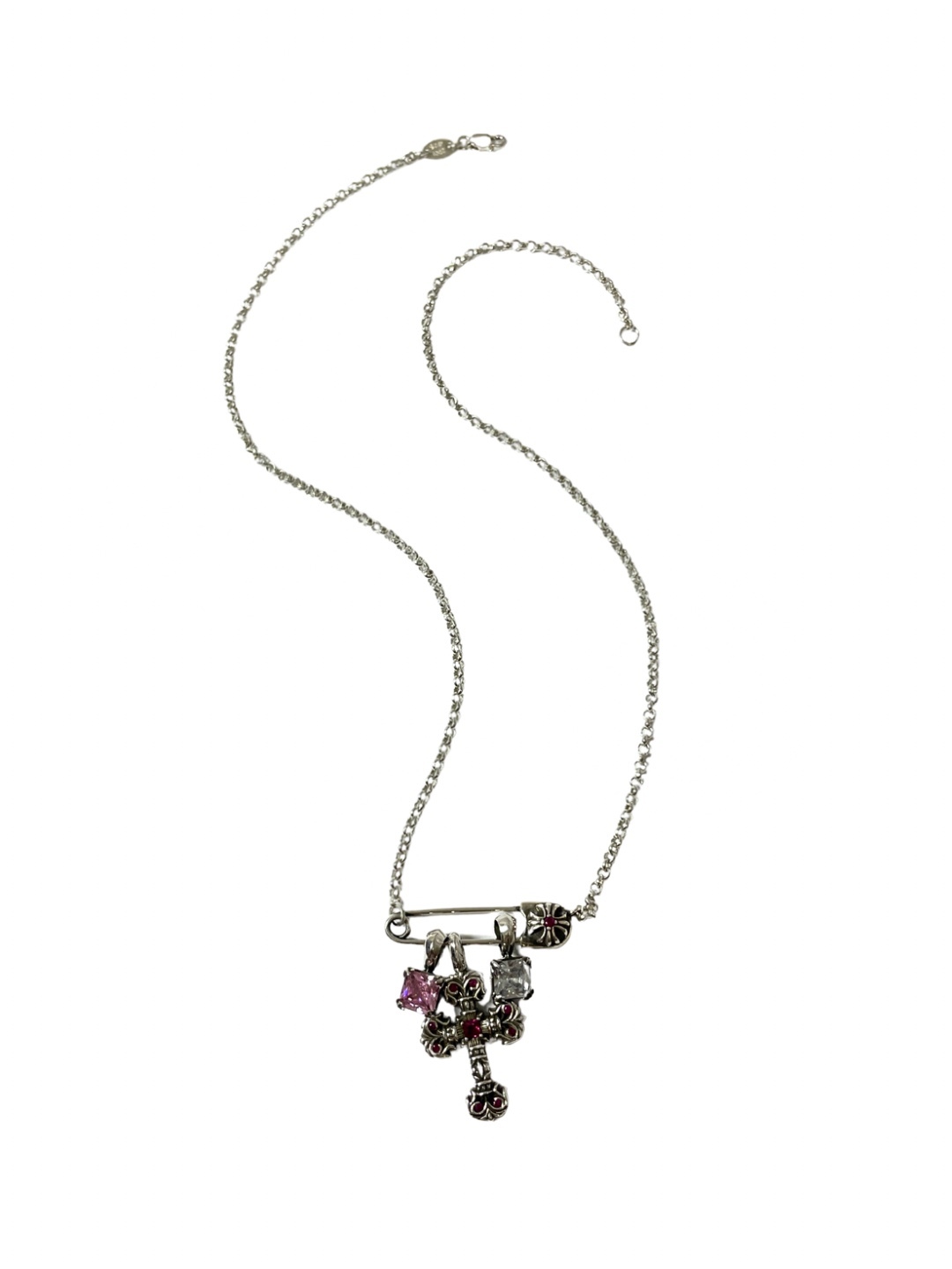 Chrome Hearts（CH / 克罗心）别针火焰十字架镀金方糖项链