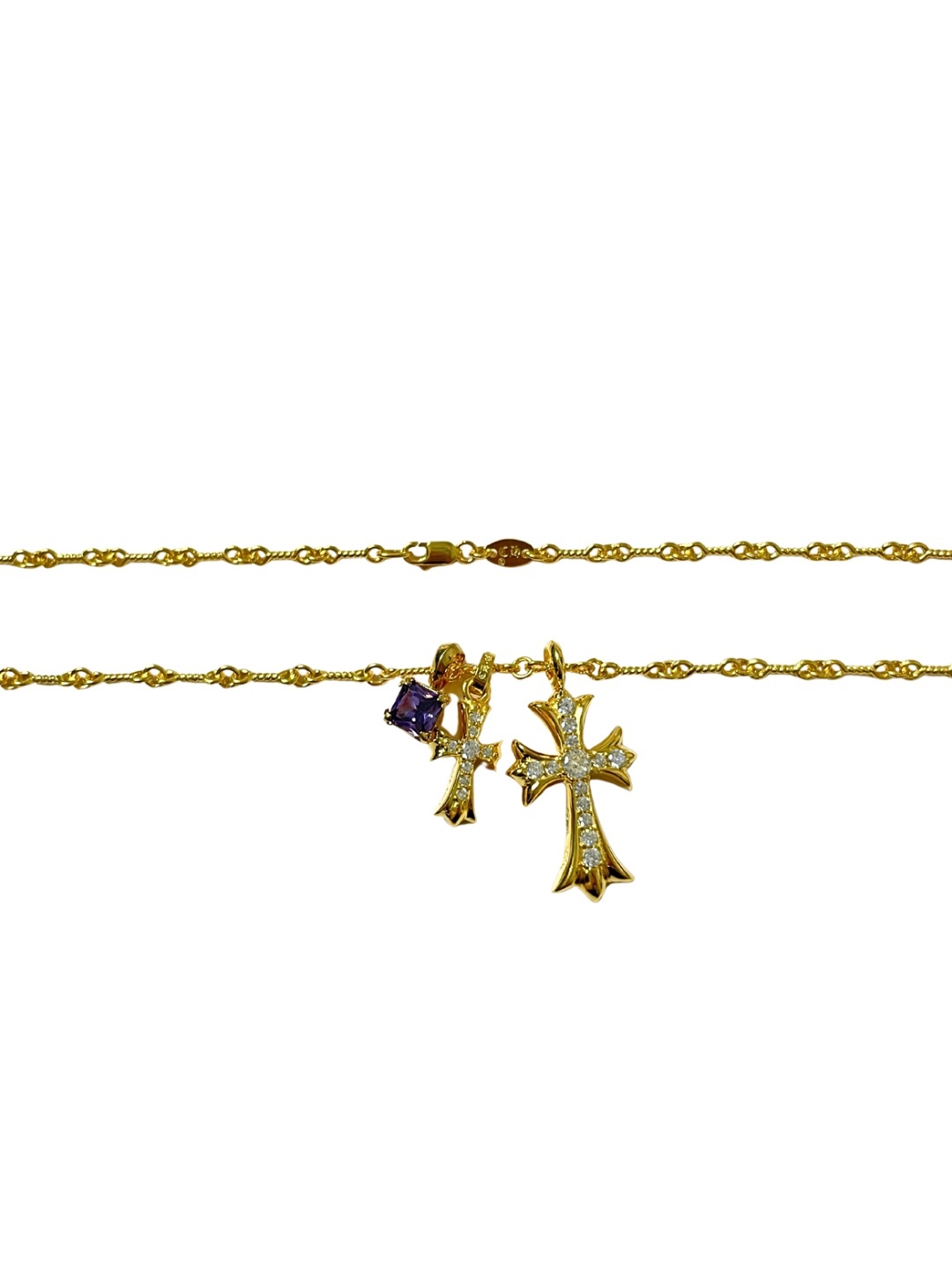 Chrome Hearts（克罗心）别针紫钻十字架项链