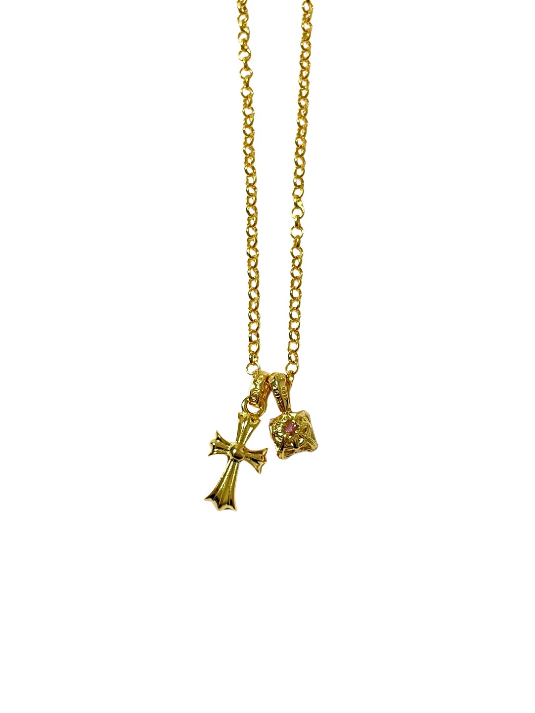 Chrome Hearts（克罗心）别针紫钻十字架项链（紅金）