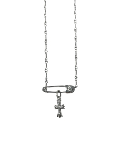Chrome Hearts（CH / 克羅心）銀鍍白金鑲石別針小十字項鍊