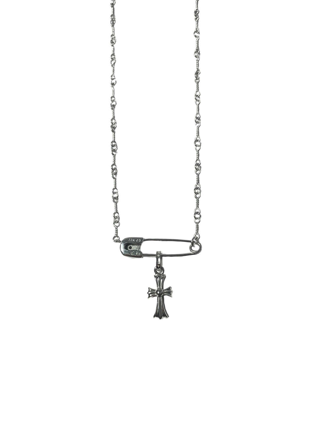 Chrome Hearts（CH / 克羅心）銀鍍白金鑲石別針小十字項鍊