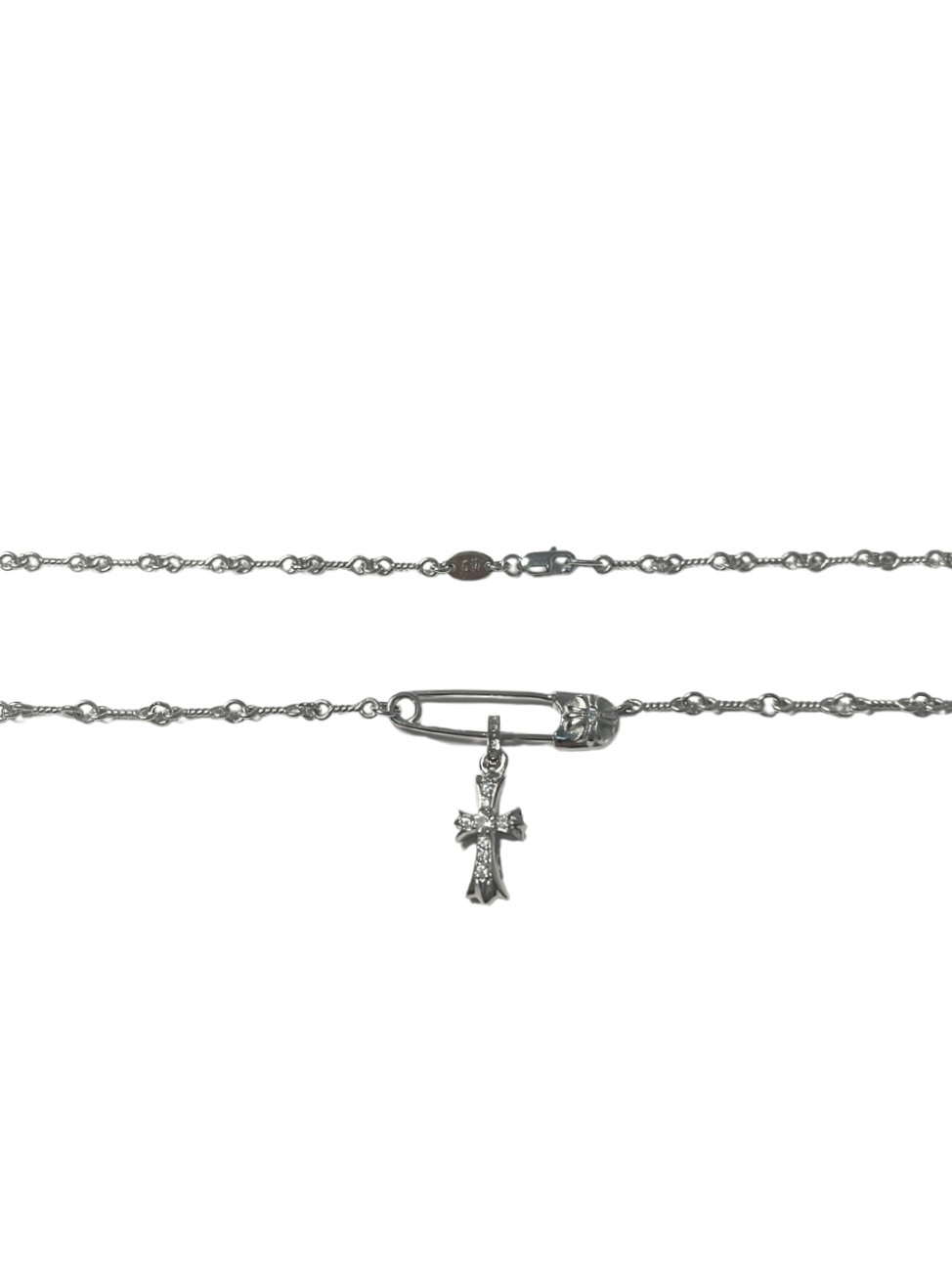 Chrome Hearts（CH / 克羅心）銀鍍白金鑲石別針小十字項鍊