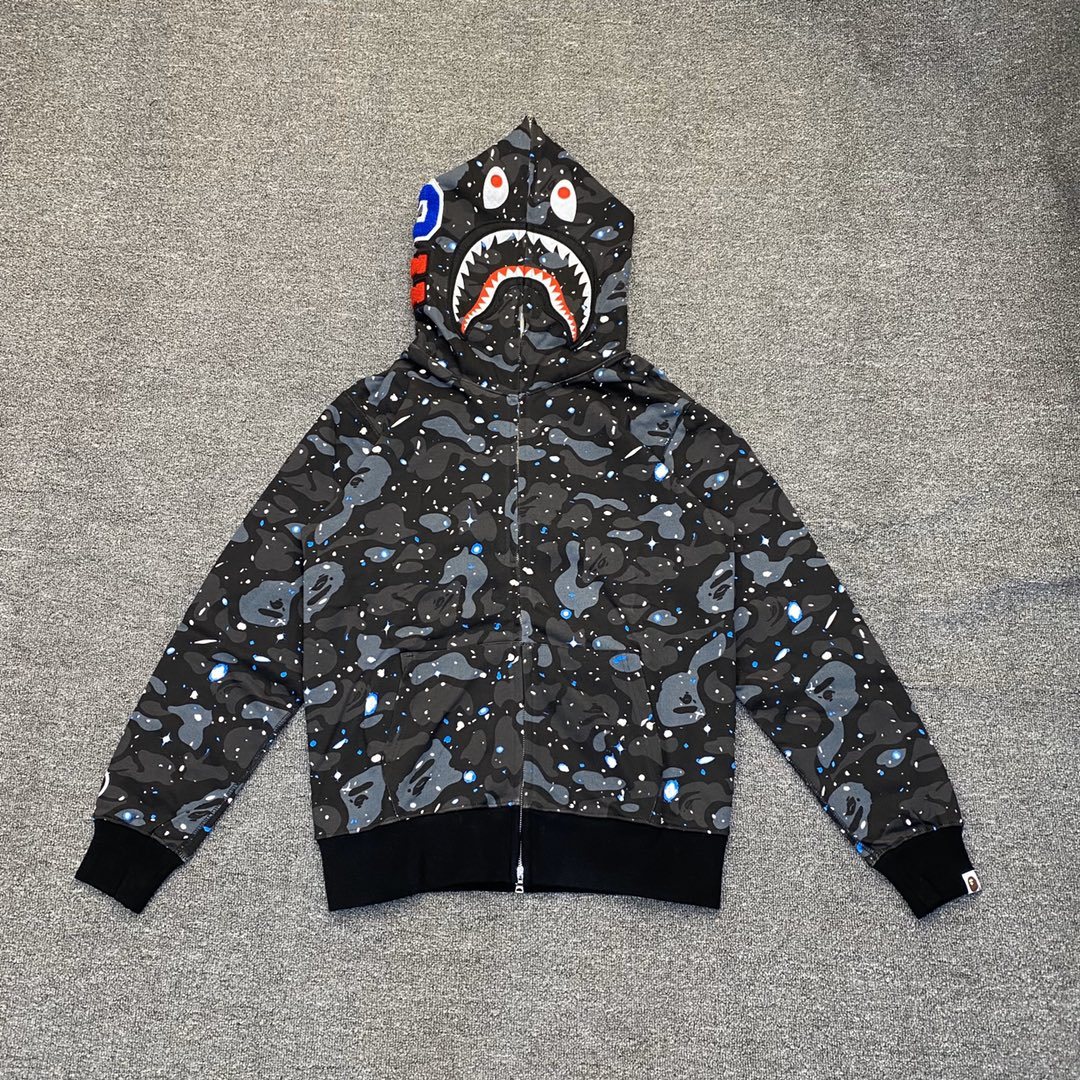 P225 XX099 BAPE SPACE CAMO SHARK HOODIE 星空迷彩鯊魚拉鏈連帽衛衣