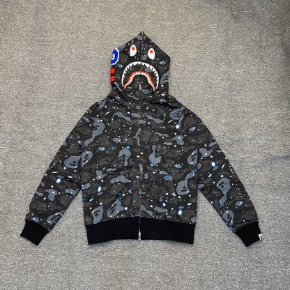 P225 XX099 BAPE SPACE CAMO SHARK HOODIE 星空迷彩鯊魚拉鏈連帽衛衣