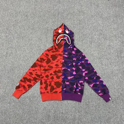 P235 XX233 Bape 都會迷彩拼接鯊魚全拉鍊連帽衛衣 235