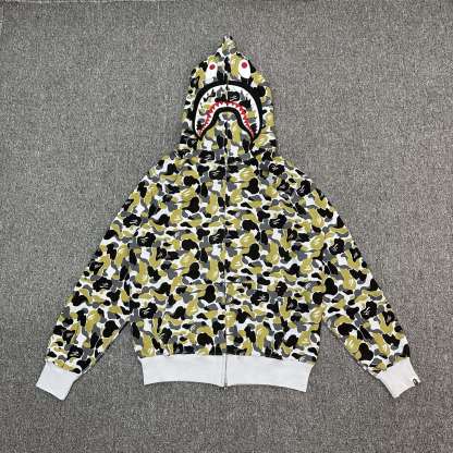 P235 XX215 BAPE FW24 銀座限定鯊魚拼接拉鏈連帽衛衣 235