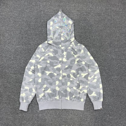 P245 XX091 BAPE CITY CAMO SHARK HOODIE 夜光迷彩鐳射鯊魚連帽拉鏈衛衣 245