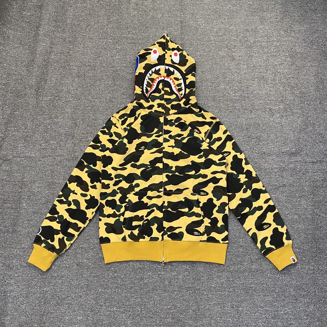 P215 XX121 BAPE 1ST CAMO SHARK FULL 经典专柜款迷彩鲨鱼连帽拉链卫衣 215