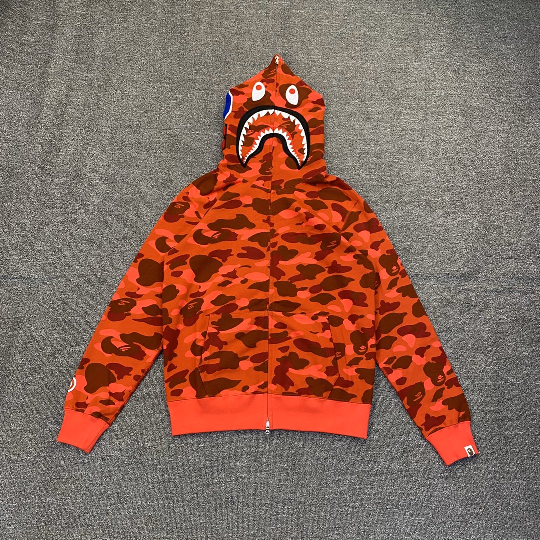 P215 XX121 BAPE 1ST CAMO SHARK FULL 经典专柜款迷彩鲨鱼连帽拉链卫衣 215