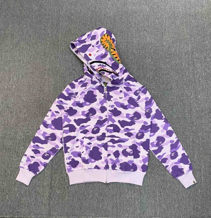 P215 XX096 BAPE 台北限定香芋紫迷彩鲨鱼拉链卫衣 215