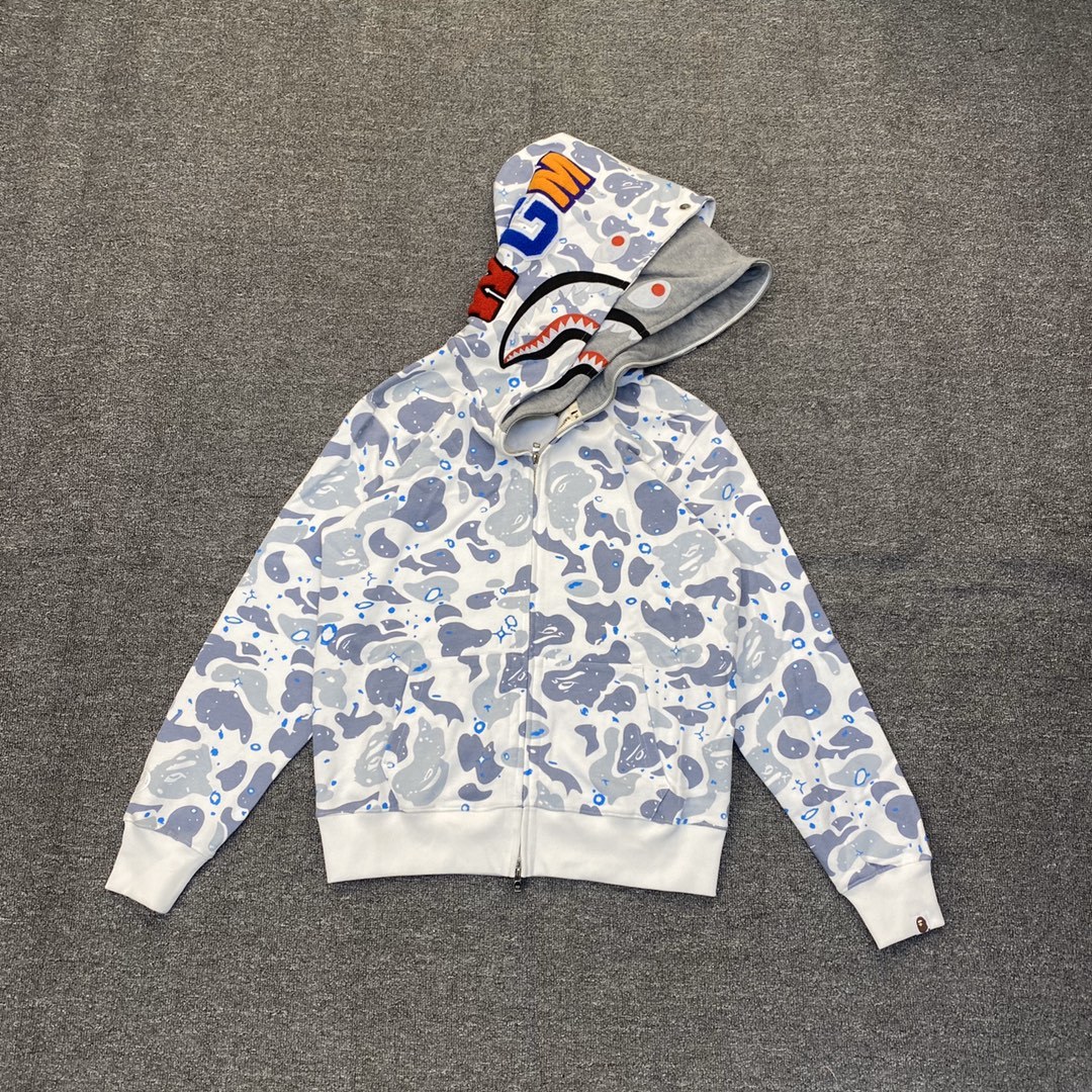 P245 XX051 BAPE SPACE CAMO SHARK 21SS 夜光星空迷彩雙頭鯊魚衛衣 情侶款 245