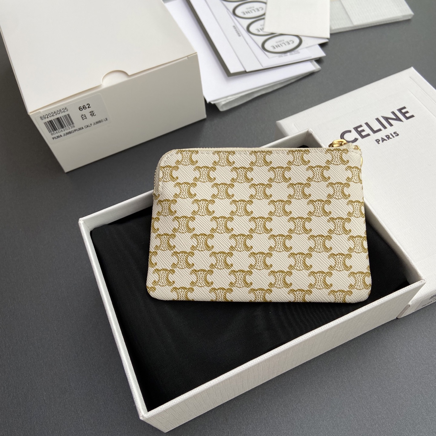 CELINE 標誌印花配鉤扣零錢卡片包