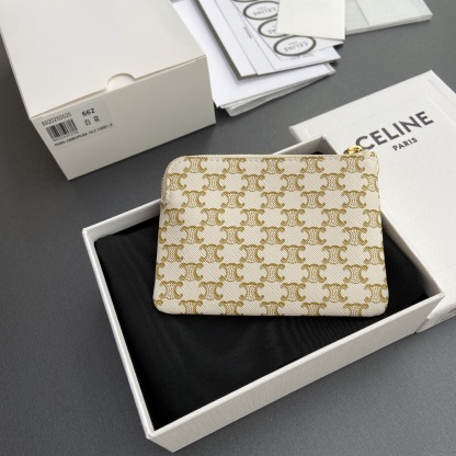 CELINE 標誌印花配鉤扣零錢卡片包