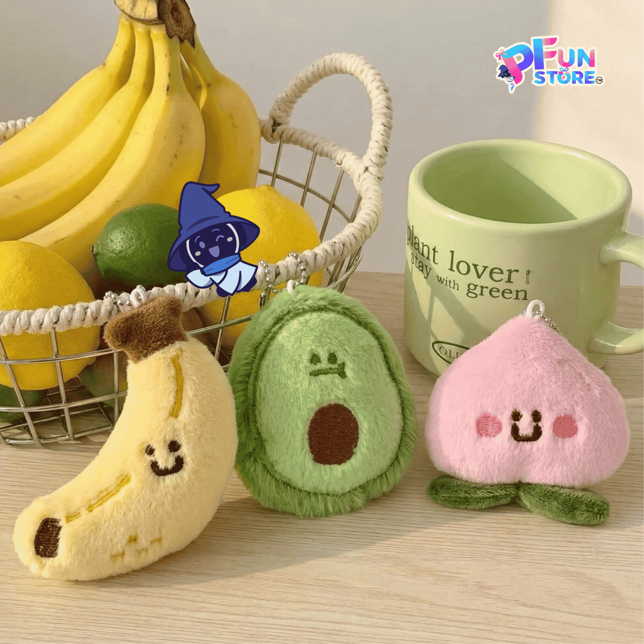 Cute Fruit Plush Keychain Charms